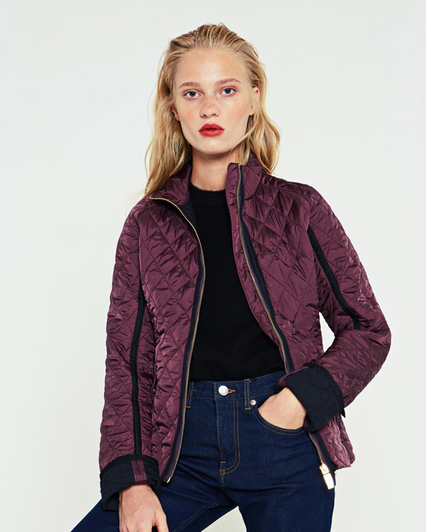  Hunter women's refined quilted trench jacket : oxblood