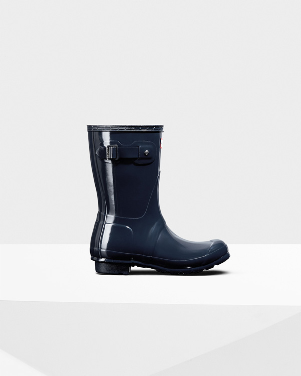  Hunter women's original short gloss wellington boots : navy