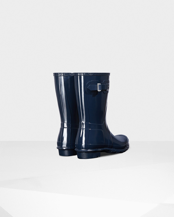  Hunter women's original short gloss wellington boots : navy