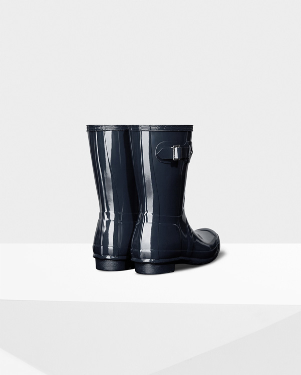  Hunter women's original short gloss wellington boots : navy