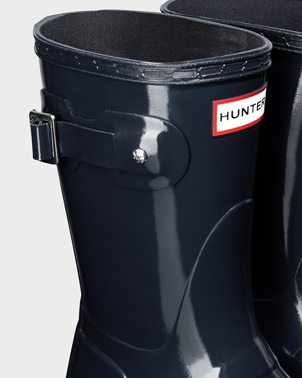  Hunter women's original short gloss wellington boots : navy