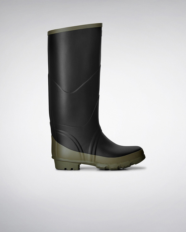  Hunter argyll bullseye full knee wellington boots : black