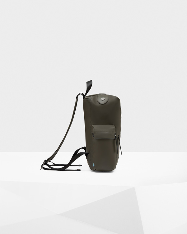  Hunter original mini top clip backpack - rubberised leather : dark olive