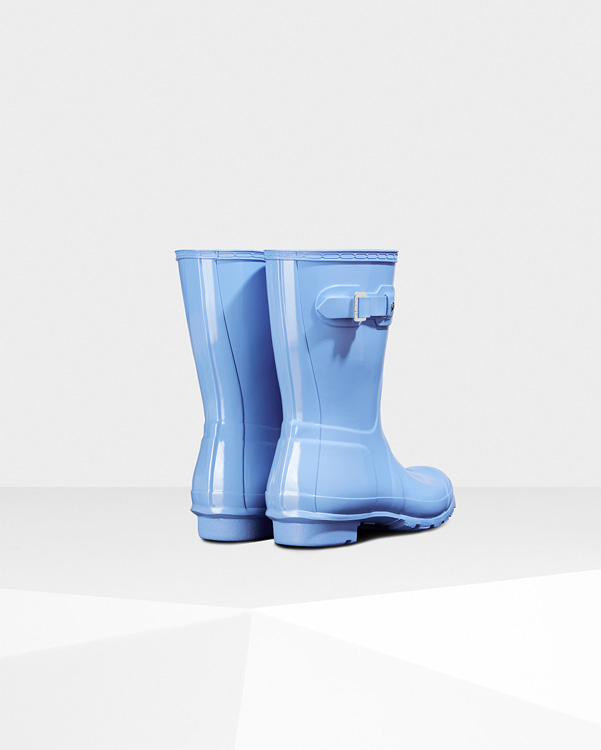  Hunter women's original short gloss wellington boots : vivid blue