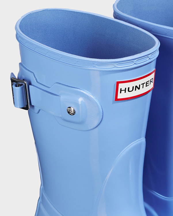  Hunter women's original short gloss wellington boots : vivid blue