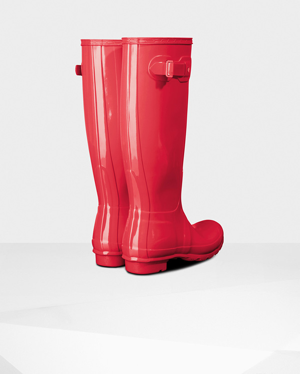  Hunter women's original tall gloss wellington boots : hyper pink