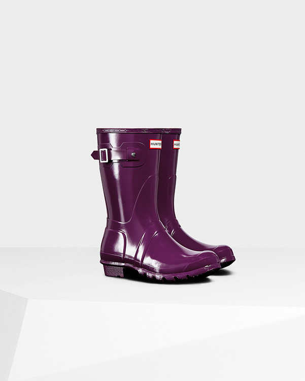  Hunter women's original short gloss wellington boots : violet