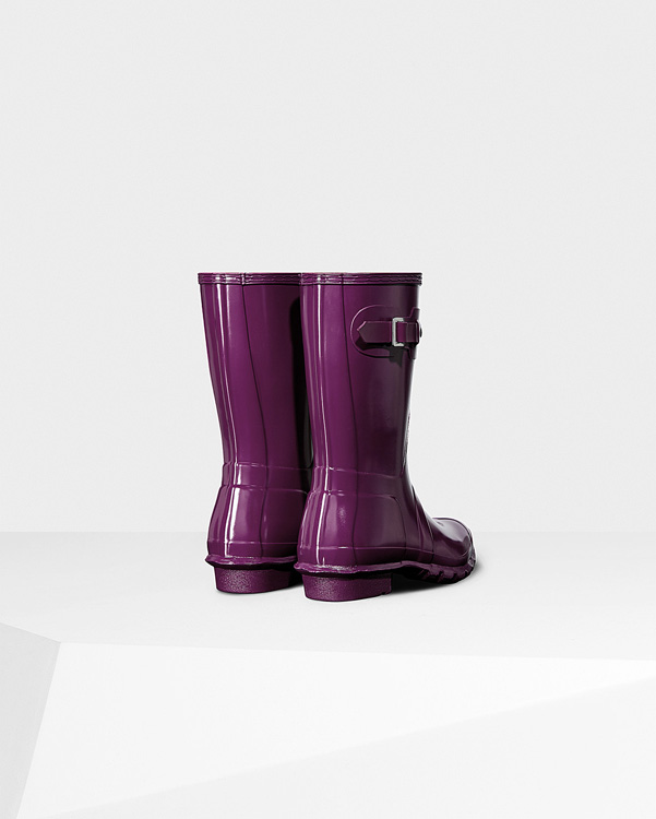  Hunter women's original short gloss wellington boots : violet