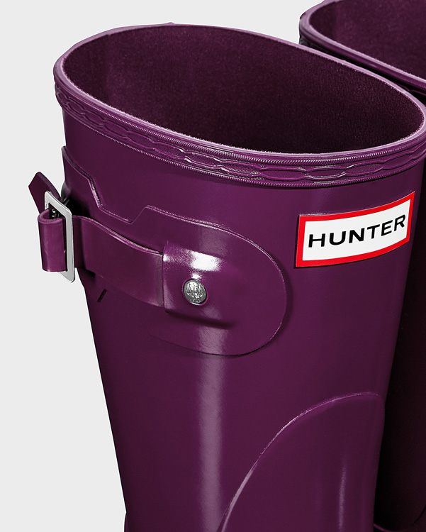  Hunter women's original short gloss wellington boots : violet