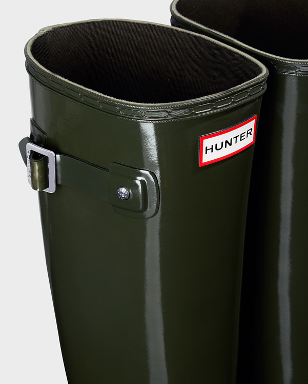  Hunter women's original refined gloss wellington boots : dark olive