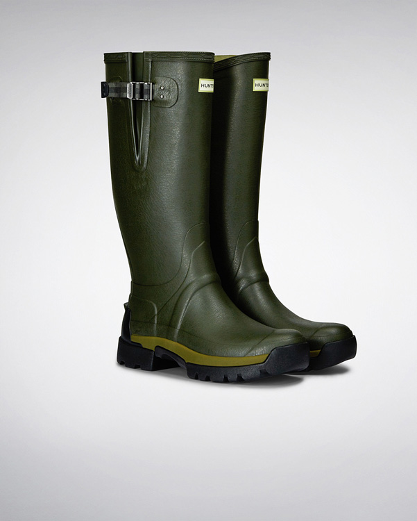  Hunter men's balmoral bamboo carbon wellington boots : dark olive