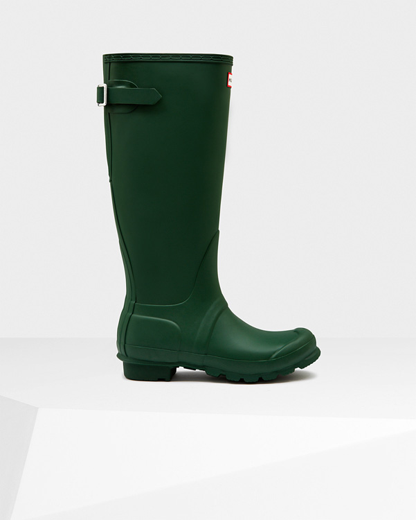  Hunter women's original tall back adjustable wellington boots : hunter green