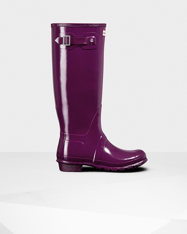  Hunter women's original tall gloss wellington boots : violet