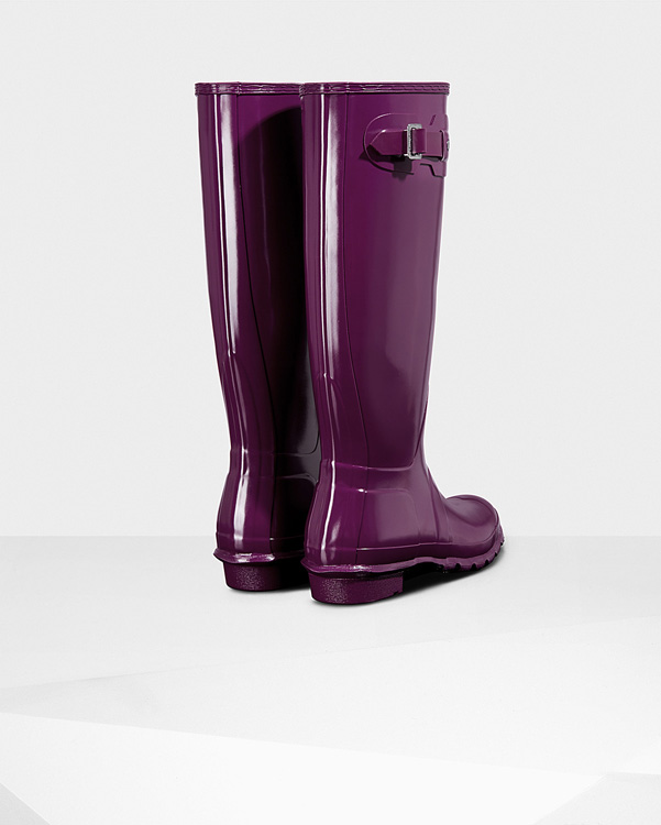  Hunter women's original tall gloss wellington boots : violet