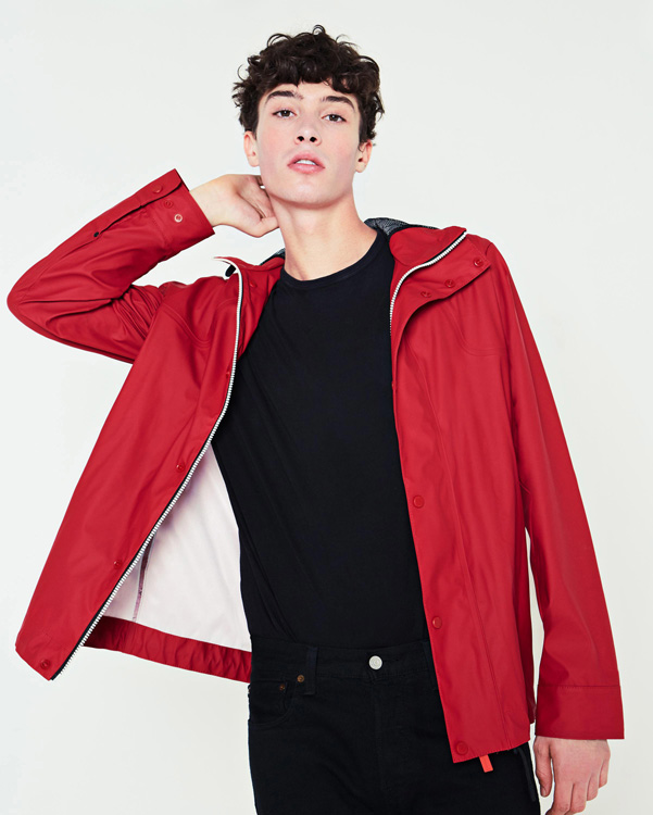  Hunter men's original lightweight rubberised bomber jacket : military red