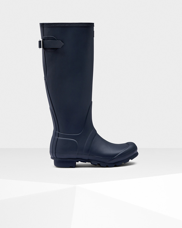  Hunter women's original tall back adjustable wellington boots : navy