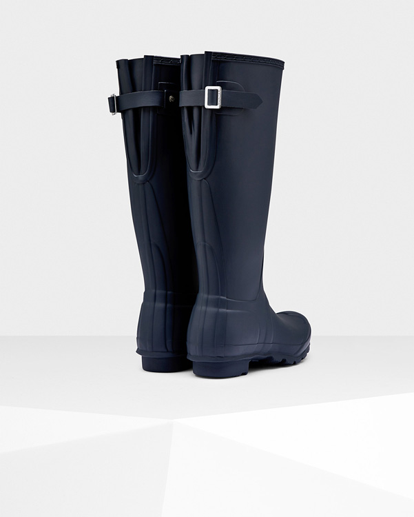  Hunter women's original tall back adjustable wellington boots : navy