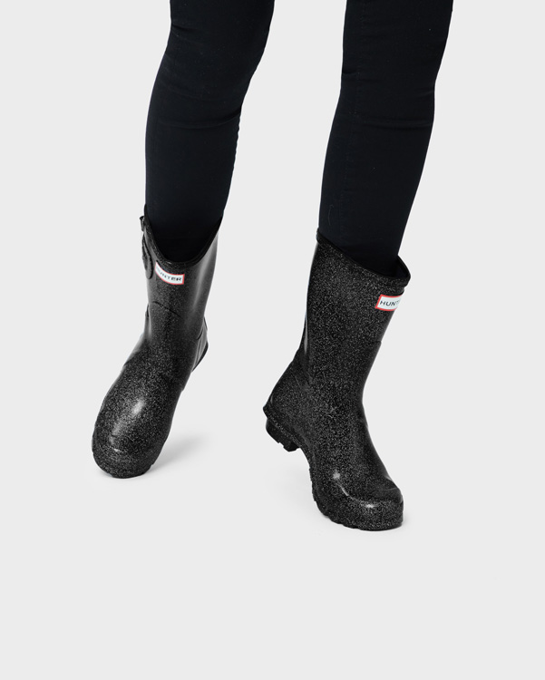  Hunter women's original starcloud short wellington boots : black multi