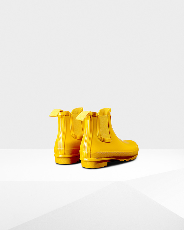  Hunter women's original gloss chelsea boots : yellow