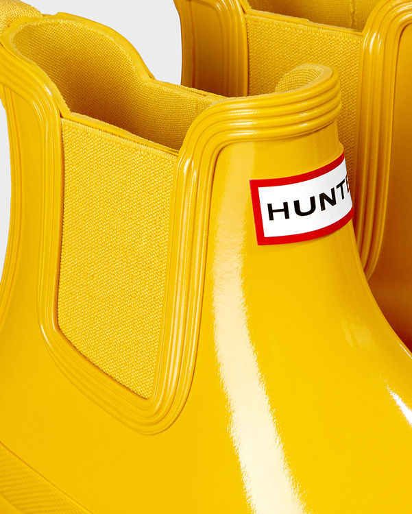  Hunter women's original gloss chelsea boots : yellow