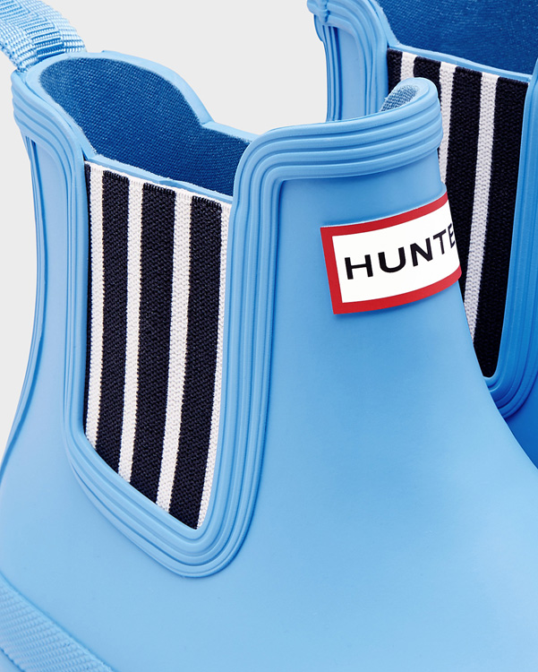  Hunter women's original garden stripe chelsea boots : forget me not