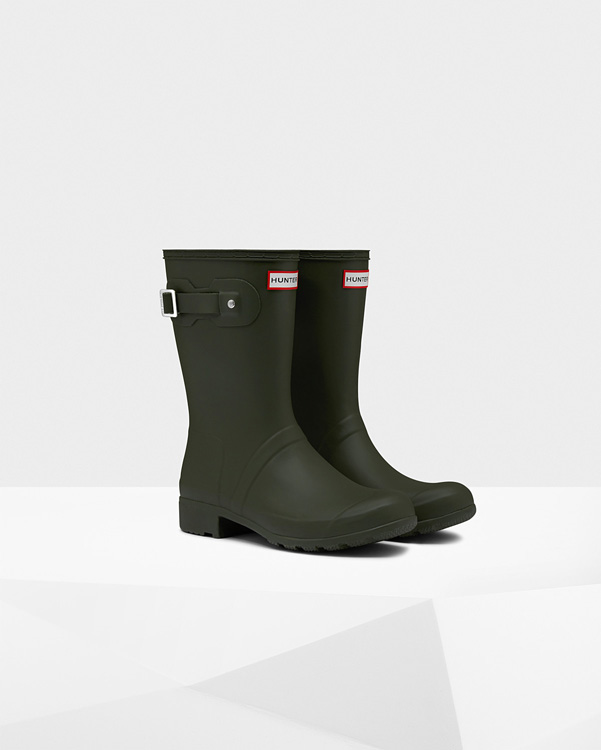  Hunter women's original tour short wellington boots : dark olive