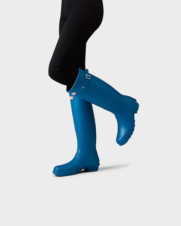  Hunter women's original tall wellington boots : ocean blue