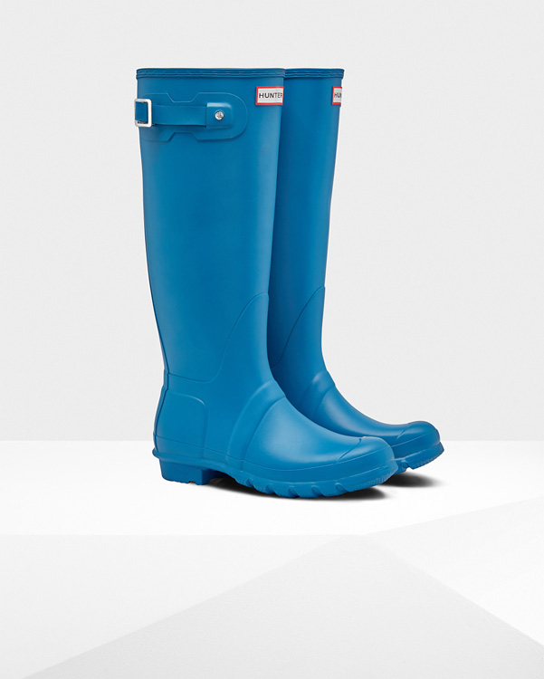  Hunter women's original tall wellington boots : ocean blue