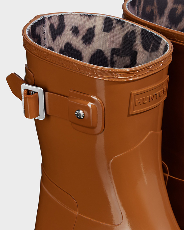  Hunter women's original leopard print lined refined short wellington boots : thicket