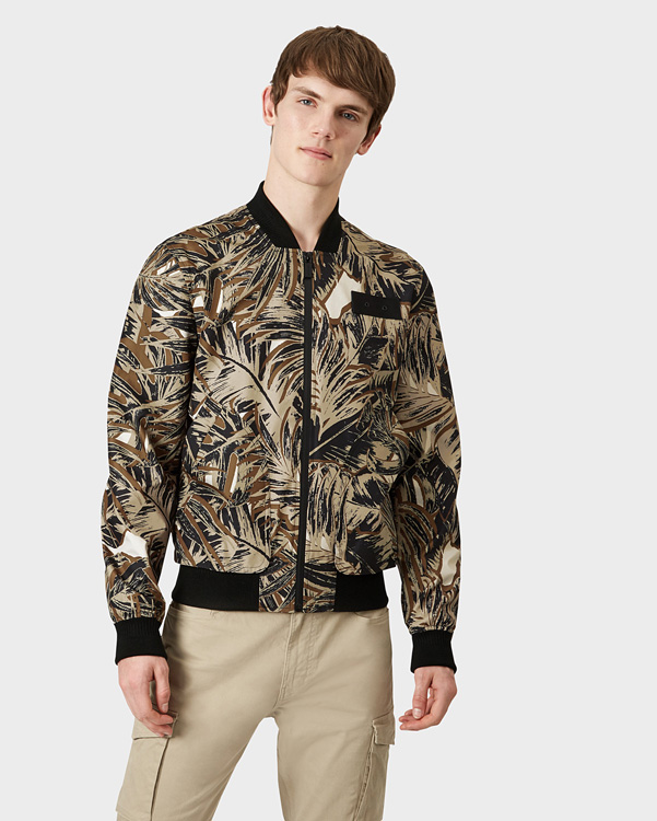  Hunter men's original 3 layer bomber jacket : linen green jungle camo