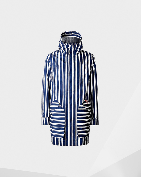  Hunter men's original cotton hunting coat : navy/white stripe