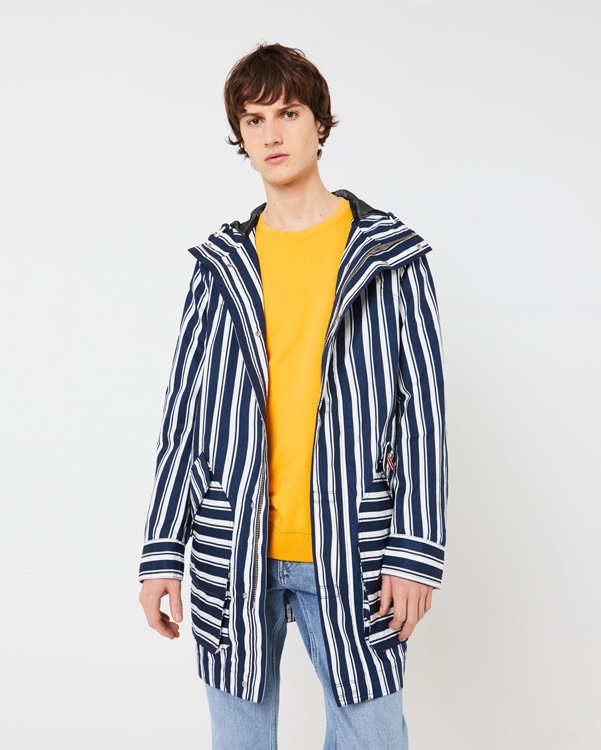  Hunter men's original cotton hunting coat : navy/white stripe