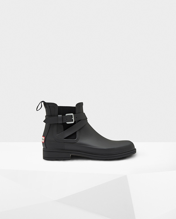  Hunter men's original festival chelsea boots : black/black