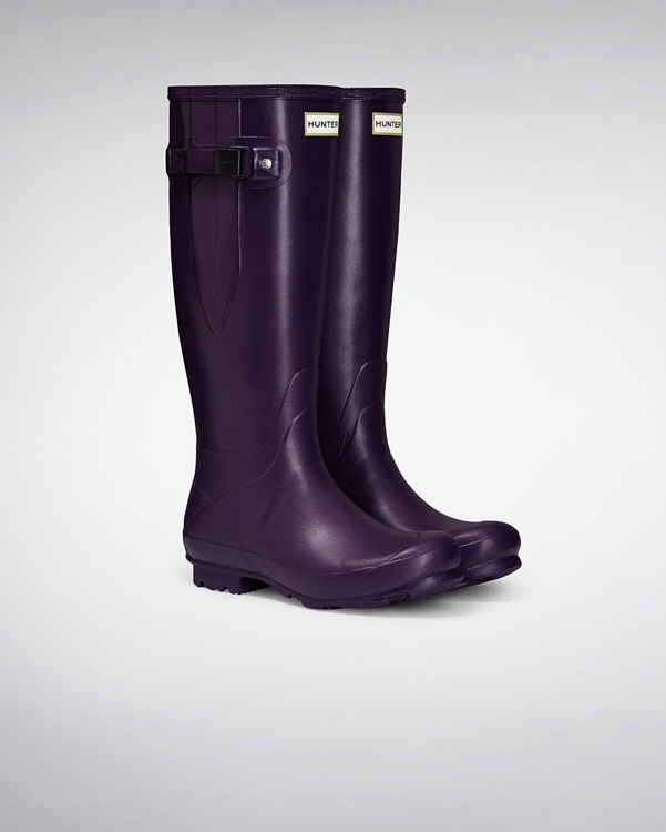  Hunter women's norris field side adjustable wellington boots : dark iris