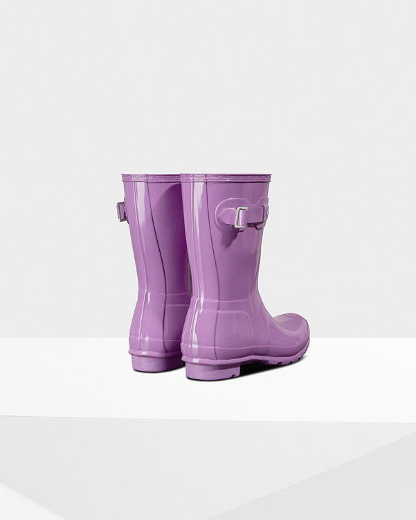  Hunter women's original short gloss wellington boots : thistle