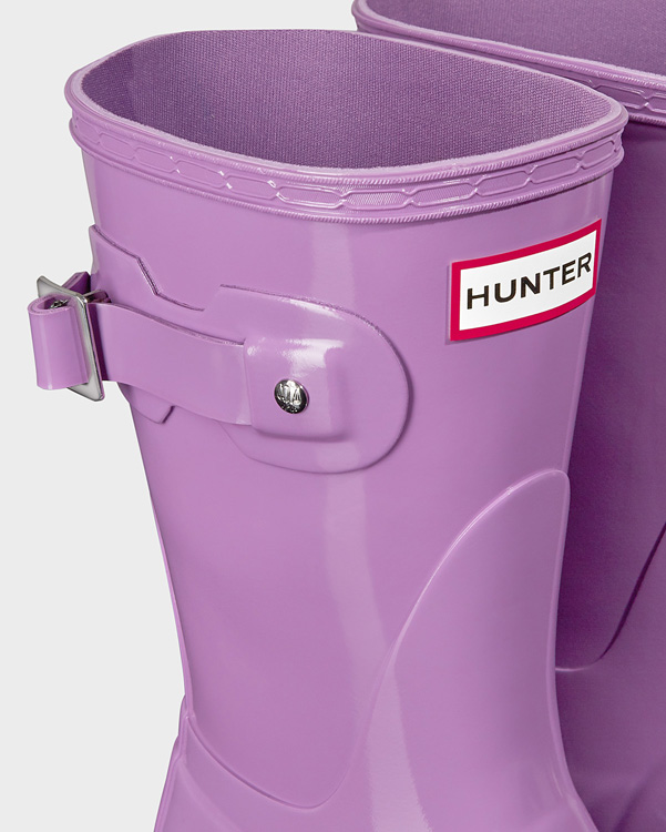  Hunter women's original short gloss wellington boots : thistle