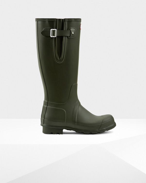  Hunter men's original side adjustable wellington boots : dark olive