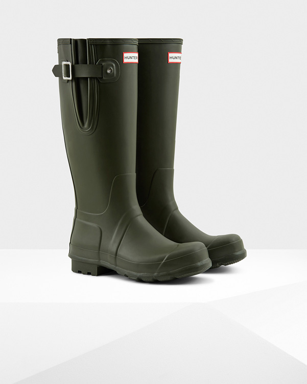  Hunter men's original side adjustable wellington boots : dark olive