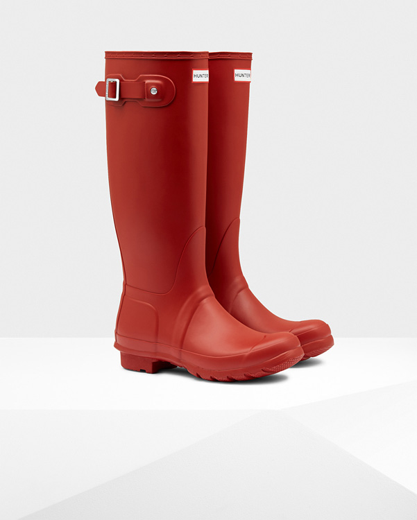  Hunter women's original tall wellington boots : military red