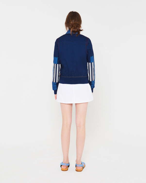  Hunter women's original garden bomber jacket : stripe/workerblue/darklakeblue