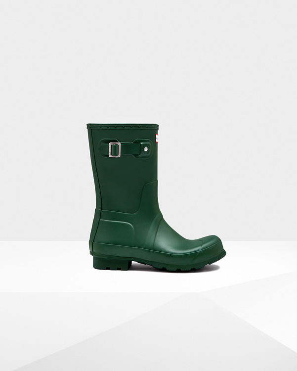  Hunter men's original short wellington boots : hunter green