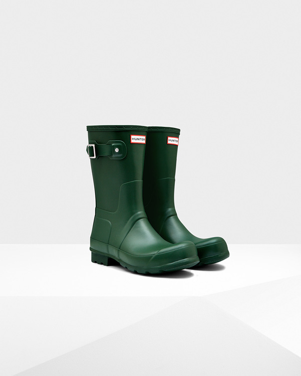  Hunter men's original short wellington boots : hunter green