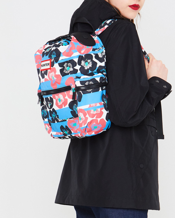  Hunter original floral stripe top clip mini backpack : floral stripe/forget me not