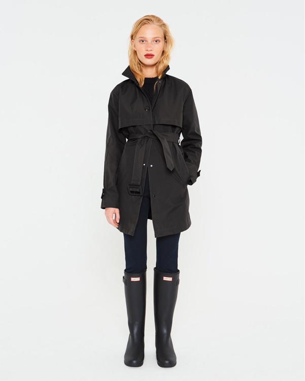  Hunter women's refined mid-length trench coat : black