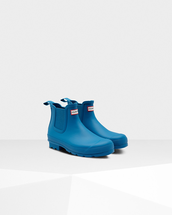  Hunter men's original chelsea boots : ocean blue