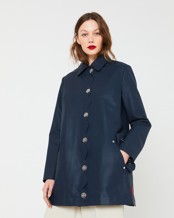  Hunter women's original refined perforated a-line coat : navy