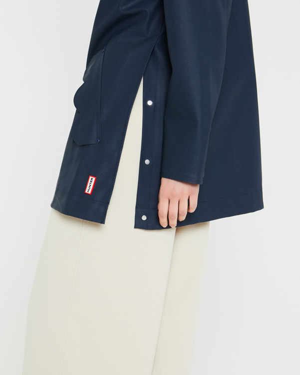  Hunter women's original refined perforated a-line coat : navy