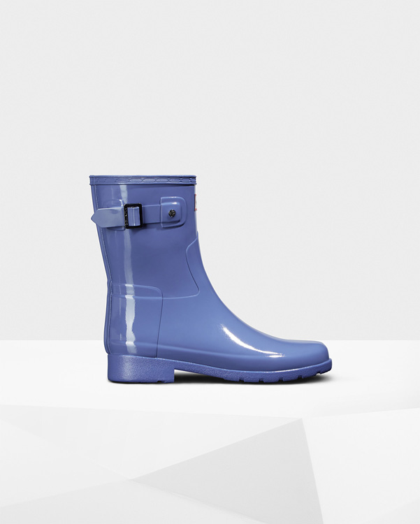  Hunter women's original short refined gloss wellington boots : adder blue