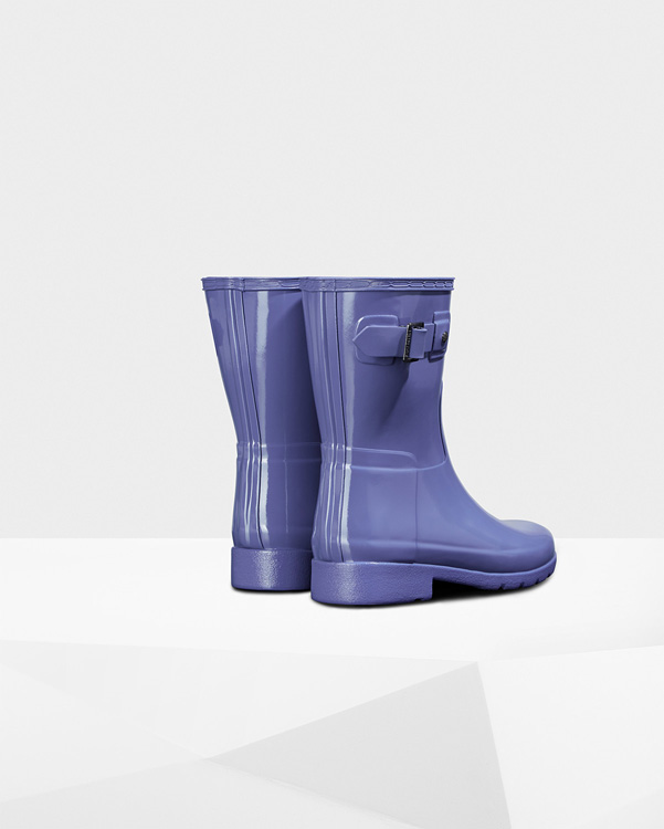  Hunter women's original short refined gloss wellington boots : adder blue