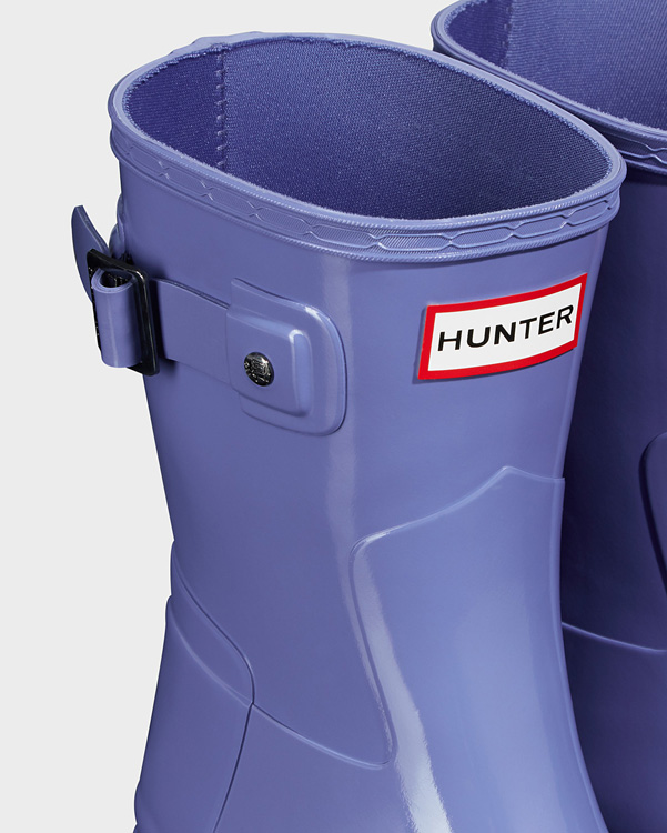  Hunter women's original short refined gloss wellington boots : adder blue